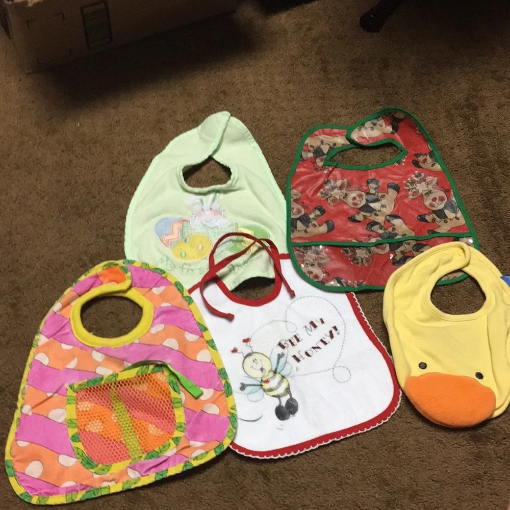 bibs & bowls for baby-5 holiday bibs & bowls-2 with tops, 1 Tinkerbell